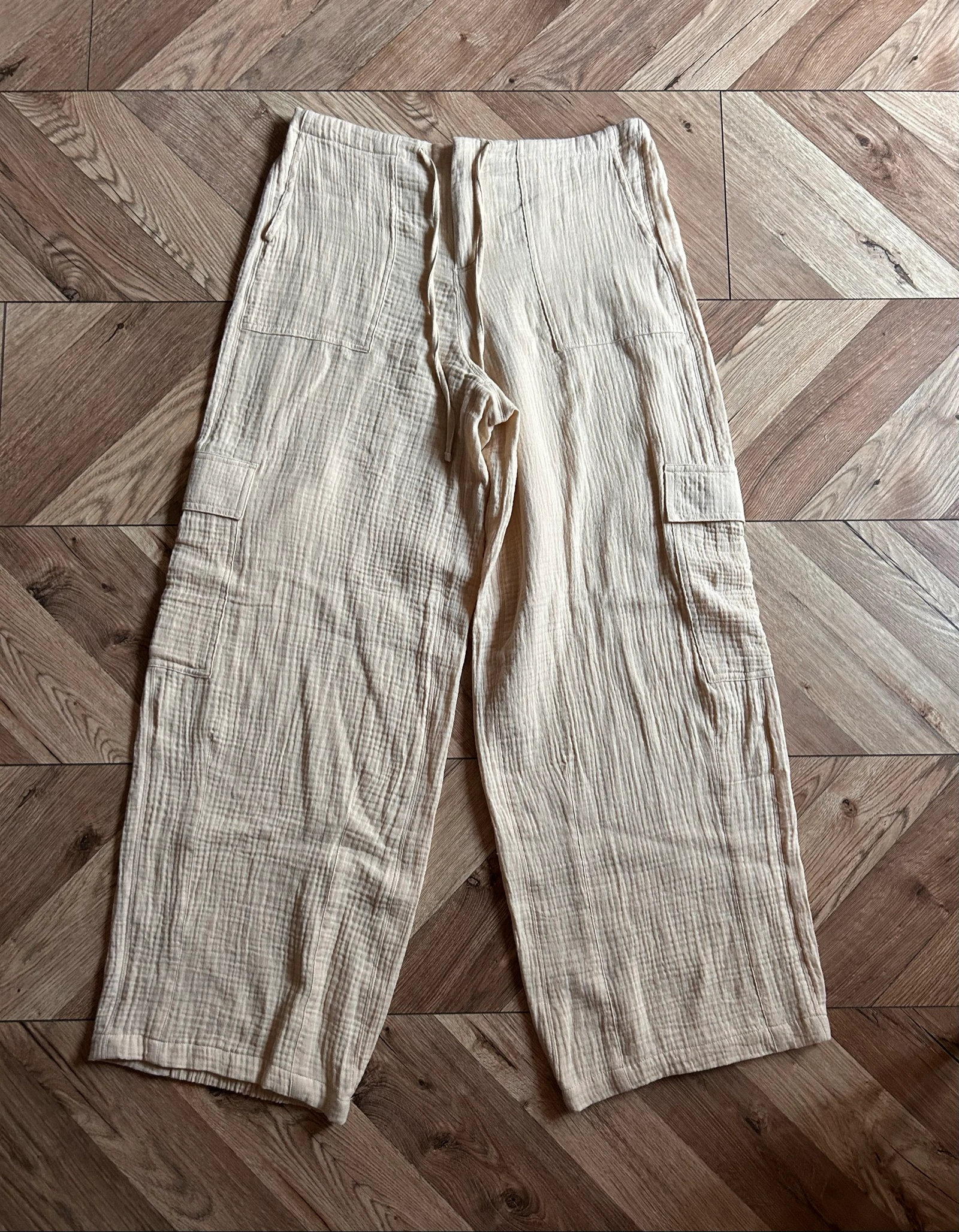 Jennyfer Cotton Gauze Cargo Pants – Size 36 / S (Light Beige) – photo 3